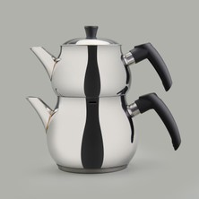 Bestchef Orta Boy Çelik Çaydanlık - Gri - 2,25 Lt + 1,3 Lt