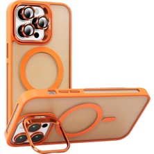 Apple Iphone 15 Pro Max Uyumlu Kılıf Standlı Mat Magsafe Metal Tuş Kamera Lens Hediyeli Nevada Case