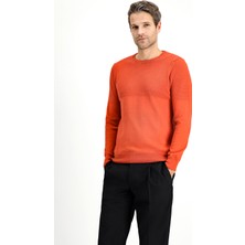 Bisiklet Yaka Slim Fit Dar Kesim Desenli Pamuklu Triko Kazak