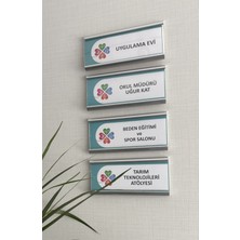 4'lü Uygun Fiyatlı Okul Sınıf Kapı Isimliği – Kendinden Yapışkanlı Parlak Oval Alüminyum Metal Çerçeve 20X9