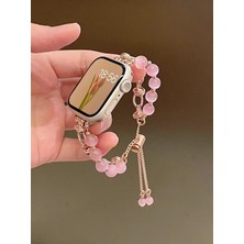 Alstrap Apple Watch 11-10 42MM 7 8 9 41MM 6 5 4 Se 40MM 3 38MM Ile Uyumlu Boncuklu Zincir Kordon