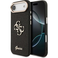 iPhone 17 Air Kılıf Guess Lisanslı 4g Büyük Metal Kamera Çerçeveli ve Logolu Glitter Kapak Siyah