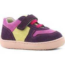 Rakerplus Bob Hakiki Deri Mor Pembe Barefoot Cırtlı Lastikli Bebek Sneaker Ayakkabı
