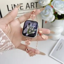 Alstrap Apple Watch 11/10 46MM 7 8 9 45MM 6 5 4 Se 44MM Ile Uyumlu Çiçekli Taşlı Zarif Bileklik Kordon