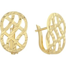 14 Ayar Double Sonsuzluk Tasarım Altın Küpe