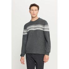 Standart Fit Normal Kesim Bisiklet Yaka Jakarlı Triko Kazak