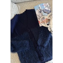 Gül Detaylı Sakallı Kadın Triko Hırka P-00017976