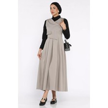 Kadın Düğme Detaylı Pileli Tesettür Jile Elbise P-00015057