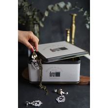 Evle ER029-7F Azura Coffee Desenli Kare Metal Saklama Kabı 24X24 cm