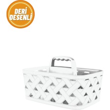 Deri Desenli Saplı Sepet