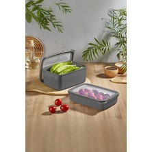 Vip Ahmet Vakumlu Saklama Kabı Dikdörtgen Derin Küçük 1*2,7 Lt, 2*1,5 L Gri