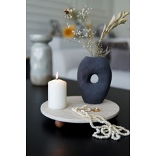 Evle Sunumluk - Naturel Ayaklı Traverten Mermer - 25 cm