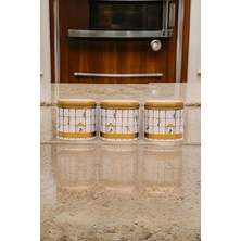 Evle Erb07u4 Oval Metal Saklama Kabı 3 Lü Set, Terrazo