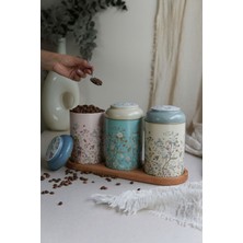 Silindir Saklama Kabı Ahşap Stantlı Ø105 3 Lü Set, Botanica ERB56U2