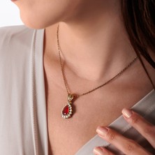 Atelier LEO Handmade Jewellery HÜRREM SULTAN KIRMIZI BAKIR EL YAPIMI KRİSTAL TAŞLI KARARMA YAPMAZ KADIN KOLYE KUTULU