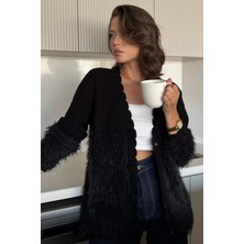 Gül Detaylı Sakallı Kadın Triko Hırka P-00017976