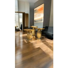 Simillo Home & Living Masif Doğal Ahşap Mantar Sehpa Takımı – Tütün Renk 3’lü Zigon ve Fiskos Sehpa