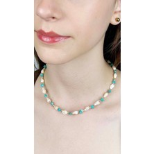 Ne10 Takı Kolye, Deniz Midye Kabuklu, Deniz Kabukları Turkuaz ve Beyaz Renk, Çok Renkli, Model426