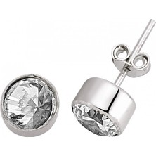 14 Ayar Tektaş Beyaz Altın Küpe