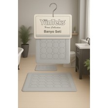Pamuk Tufting 2'li Klozet Takımı , Banyo Seti , Banyo Paspas Seti , Su Emici,petek Desen