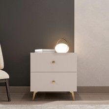 Just Home Travia 2 Çekmeceli Komodin - Bej / Traverten - 42X45X50 cm