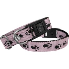 Köpek Tasması Patili Dokuma 2 cm - Min: 30 cm - Max: 50 cm Açık Pembe