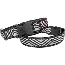 Dalga Desenli Dokuma Köpek Boyun Tasması 1,5 cm x 27-40 cm Siyah