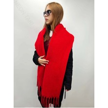 Ne10 Takı Şal Atkı, Desensiz, Ölçü 212cm(Püsküller dahil)x53cm, Kırmızı Renk, Model9