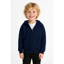 Kız - Erkek Çocuk Basic Fermuarlı Kalın 3 Iplik Kışlık Okul Sweat AK1815