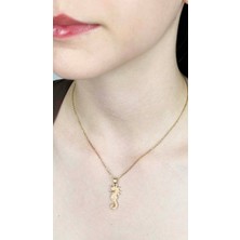 Ne10 Takı Kolye, Kararmayan Paslanmaz Çelik, Deniz Atı Detaylı, Altın Renk, Model412