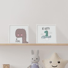 Odasına Özel Minimal Dinozor Tasarımlı Çerçeve 20 x 20 cm