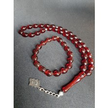 Mryart Bordo Toz Kehribar Tesbih ve Bileklik Set
