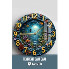 Evinize Denizin Büyüsünü Taşıyın! 3D Görünümlü Temperli Cam Saat – 33 cm CSDW246