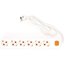 Akım Korumalı 6'lı Priz - Beyaz - 1,5 M