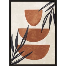 Siyah Çerçeveli Tablo, Toprak Tonlarda Geometrik Modern Tasarım, Salon Dekoru Poster No: 107951