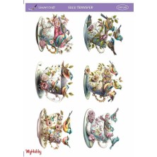 Fincanda Çiçek, Kuş, Kelebek Desenli Sulu Transfer LNT-201 25X35