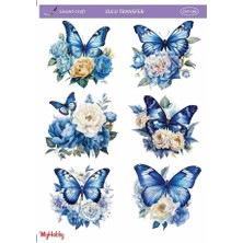 Mavi Kelebek Desenli Sulu Transfer LNT-186 25X35