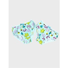 Kız Çocuk %100 Pamuklu Yeşil Yıldız Meyve Desenli 2li Slip Külot