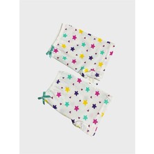 Kız Çocuk %100 Pamuklu Beyaz Yıldız Desenli 2 Li Boxer