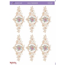 LNT451 Çerçeve Içinde Çiçek Desenli Açık Zemin Sulu Transfer 25*35 cm