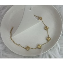 Badelis Çelik Gold Küçük Boy Beşli Yonca Bileklik