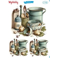 St 498 Vintage Mutfak Eşyaları Desenli Sulu Transfer 25*35 cm