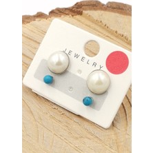 Renkli Kararmaz Mavi Figürlü Lüks Küpe