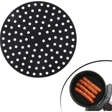 Futax Siyah Isıya Dayanıklı Yıkanılabilir Silikon Fırın Ve Airfryer Yuvarlak Model Pişirme Matı 20 Cm (5690)