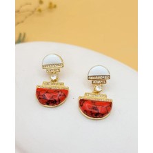 Zirkon Taşlı Kırmızı Artemis Küpe