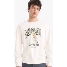 DeFacto Boxy Fit Bisiklet Yaka Baskılı Sweatshirt E6430AX25AU