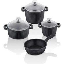 Taç Valeriya Döküm 7 Prç Tencere Seti Siyah 4866