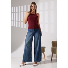 Slim Fit Dar Kesim Arkadan Askılı U Yaka Askılı Basic Body Kadın Atlet 22064 Bordo