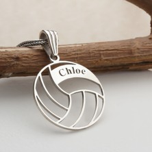 Glorria Gümüş Kişiye Özel Isimli Voleybol Topu Kolye 50CM