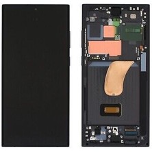 Samsung Uyumlu S918 S23 Ultra LCD Ekran Kasalı Orjinal Kvk Servis Ürünüdür 120hz - Siyah